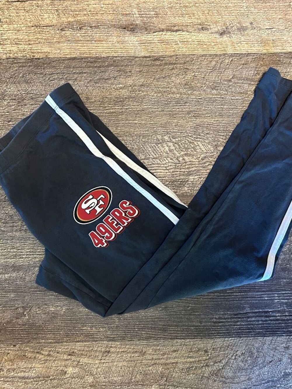 San Francisco 49ers Womens Leggings Large Gray White Stripe NFL Team Apparel